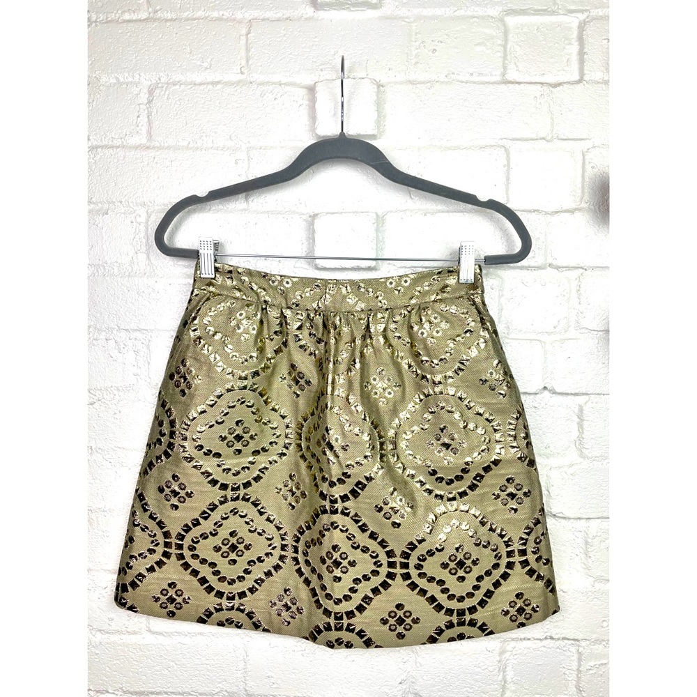 RED Valentino Gold Brocade Mini Skirt